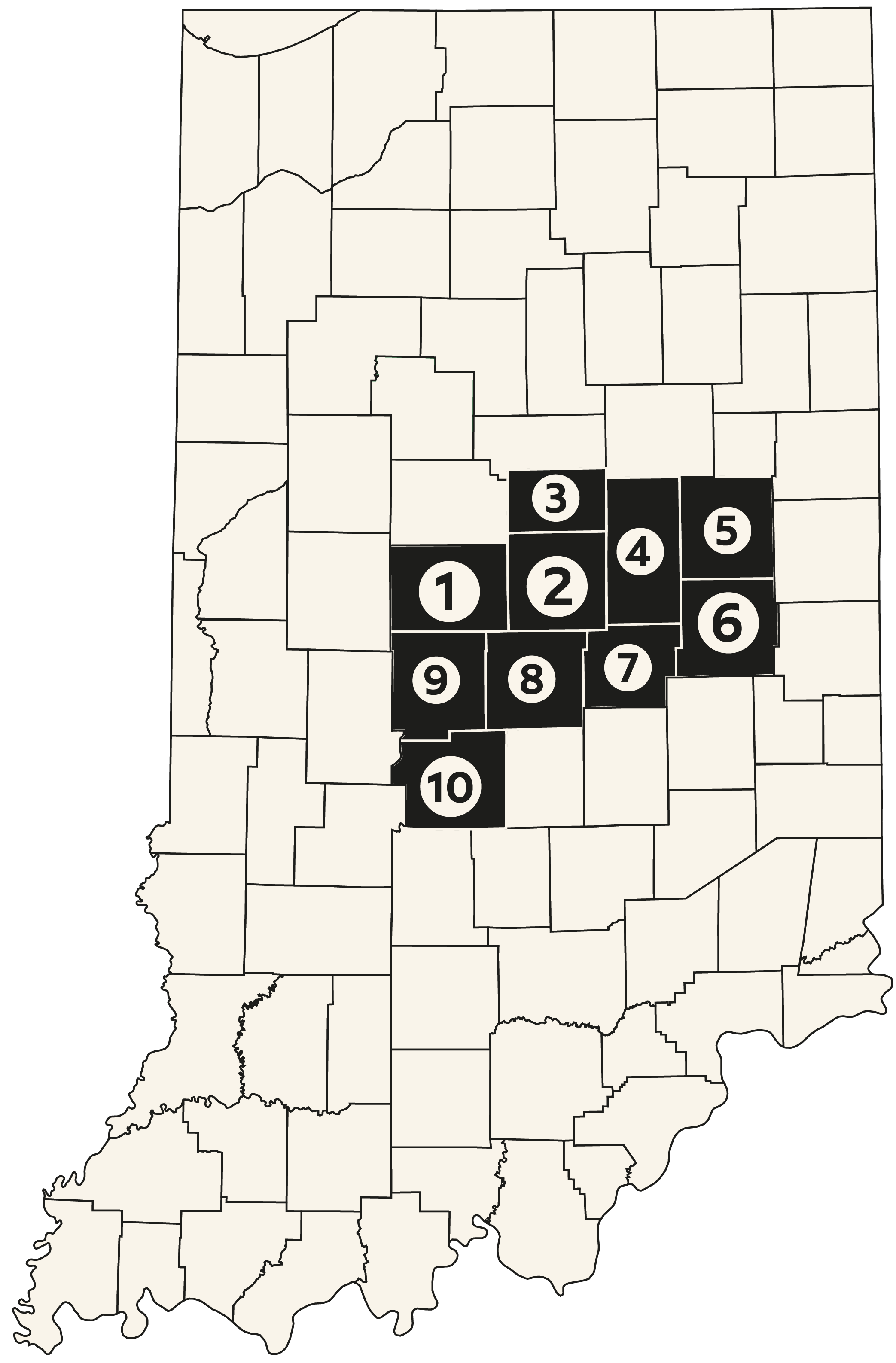 Map of Indiana Displaying Heartlinks ABA Service Areas